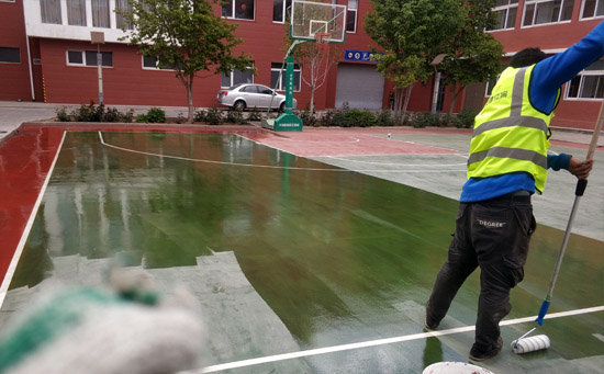 硅pu籃球場施工流程（含不同基礎）